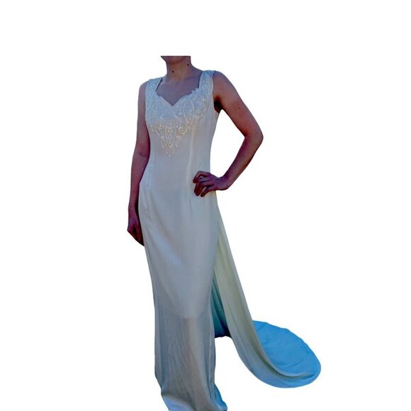 Jessica McClintock Bridal Maxi Wedding Dress with Train Vintage Ladies Size SM - Picture 7 of 15